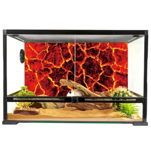YongFoto Reptile Terrarium Background 24x16 inch Reptile Tank Background Heat Red Cracked Volcanic Eruption Lava Burning Ground Background Bearded Dragon Habitat Fish Tank Aquarium Background Backdrop - size: 24x16in/60x40cm
