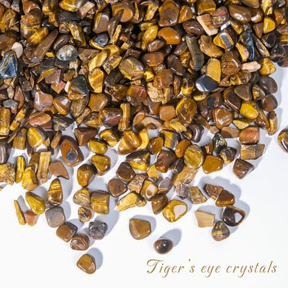 Yellow Tiger Eye Chips Bulk 1lb, 1200+ Pieces, 5-8mm Natural Gemstones - color: Yellow Tiger Eye, size: 1LB