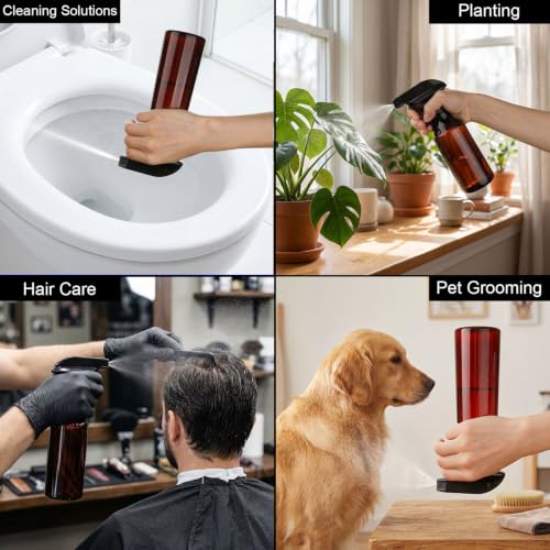 2 Pack 10oz/310ml 360° Reverse Plastic Spray Bottles | Brown Empty Spray Bottle, Adjustable Nozzle, Fine Mist Spray Bottle, for Hair Cleaning Solutions, Cooking, Plant - color: B-Brown