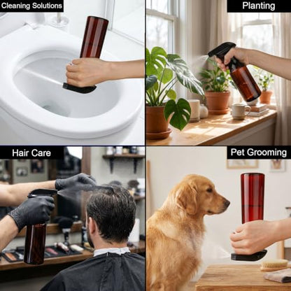 2 Pack 10oz/310ml 360° Reverse Plastic Spray Bottles | Brown Empty Spray Bottle, Adjustable Nozzle, Fine Mist Spray Bottle, for Hair Cleaning Solutions, Cooking, Plant - color: B-Brown