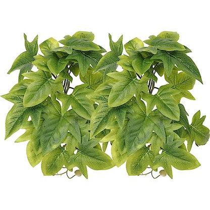 2Pack Fake Sweet Potato Vine, Reptile Climbing Plants with Suction | For Crested Gecko Chameleon Lizard Terrarium - color: C-fake Sweet Potato Vine
