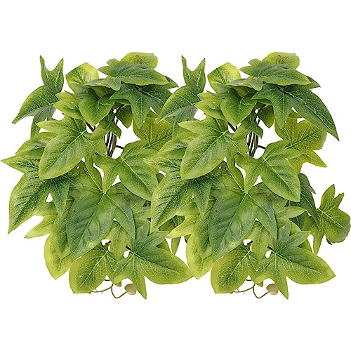 2Pack Fake Sweet Potato Vine, Reptile Climbing Plants with Suction | For Crested Gecko Chameleon Lizard Terrarium - color: C-fake Sweet Potato Vine