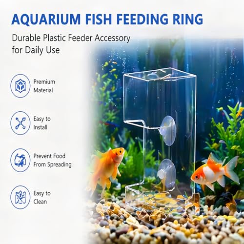 2-Pack Aquarium Square Feeders, Anti-Drift Food Collector and Leak-Proof Feeding Ring, Aquarium Accessories, Suitable for Betta Fish, Rainbow Fish, Guppies and Small Tropical Fish