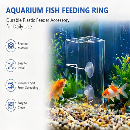 2-Pack Aquarium Square Feeders, Anti-Drift Food Collector and Leak-Proof Feeding Ring, Aquarium Accessories, Suitable for Betta Fish, Rainbow Fish, Guppies and Small Tropical Fish