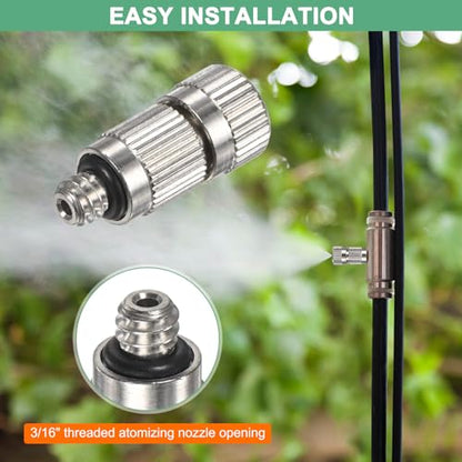 M METERXITY 20-Pack Brass Misting Nozzles, 0.008"/0.2mm Orifice Mister Nozzles Brass, High Pressure Spray Misting Nozzle Head for Outdoor Cooling System/Greenhouse/Landscaping [3/16] - size: 0.2mm