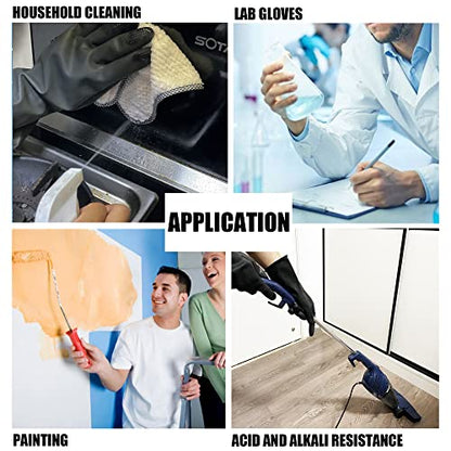 Chemical Resistant Latex Gloves, Cleaning Protective Safety Work | Heavy Duty Rubber Gloves, S-M-L-XL Size, Black 1 Pair - color: Xl/12.9''