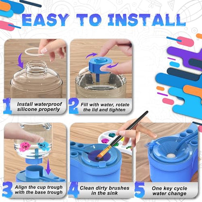 2026 New Version Paint Brush Cleaner and Washer - Advanced Leak-Resistant Design for Acrylic, Watercolor & Water-Based Paints - color: Blue