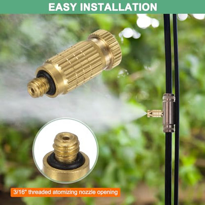 M METERXITY 20-Pack Brass Misting Nozzles, 0.016"/0.4mm Orifice Mister Nozzles Brass, High Pressure Spray Misting Nozzle Head for Outdoor Cooling System/Greenhouse/Landscaping [10/24 UNC] - size: 0.4mm