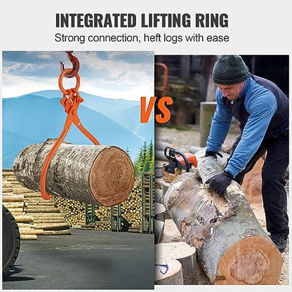 VEVOR Log Skidding Tongs, 18 inch 2 Claw Log Lifting Tongs, Heavy Duty Steel Lumber Skidding Tongs, 772 lbs/350 kg Loading Capacity, Log Lifting, Handling, Dragging & Carrying Tool - style: 18in-O-Ring