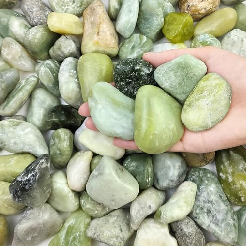 FANTIAN 10 lbs Polished River Rocks, 2-3 Inch Large Pebbles for Plants, Decorative Stones for Succulent, Landscaping, Vases, Crafting and Garden - color: Jade, size: 10 lbs, 2-3 Inch