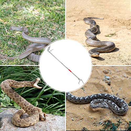 Reptile Tongs Snake Grabber,59-inch Aluminum Alloy，Easy to Carry, Foldable and Light with Wide Jaw, Stainless Steel Professional Outdoor Catch