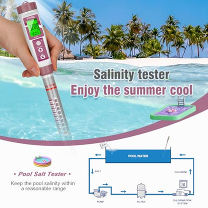 Salt Meter for Pools Truncheon Salinity Tester for Pool & Spa | Saltwater pool test kit for Swimming Pool,Spa, Hot Tub Freshwater Fish Tank - color: White salinity meter