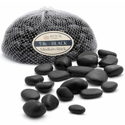 Royal Imports River Rocks, Aquarium Gravel – Black 1"- 1.5" - 5 lbs | Decorative Ornamental Vase Filler Pebbles for Potted Plants, Terrariums, Vases, Succulents, Fish Tank Gravel, DIY & Crafting