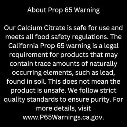 100% Calcium Citrate Powder (Food Grade) Versatile, Highly Absorbable Calcium Source 0.5 lbs/ 227 g
