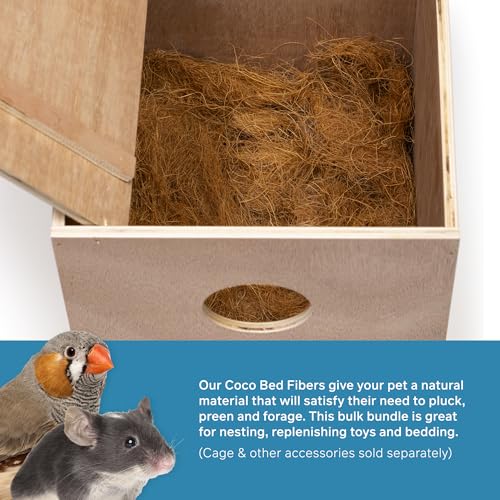 Prevue Pet Products Small Animal Coco Bed Fibers 2.5 lbs - 100% Natural Sterilized Coconut Fiber to Nest, Bedding & Replenishing Toys, Enrichment Material for Birds, Hamsters, Gerbils, & Small Pets