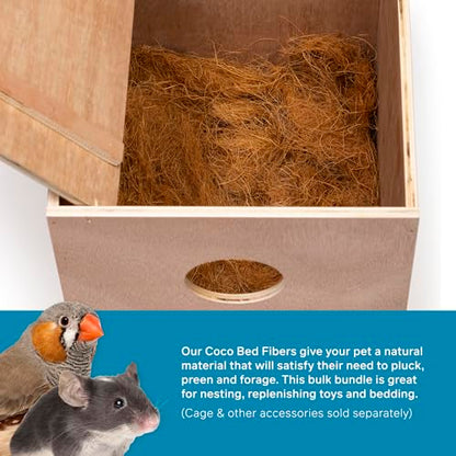 Prevue Pet Products Small Animal Coco Bed Fibers 2.5 lbs - 100% Natural Sterilized Coconut Fiber to Nest, Bedding & Replenishing Toys, Enrichment Material for Birds, Hamsters, Gerbils, & Small Pets