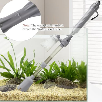 Aquarium Vacuum Gravel Cleaner, Battery Fish Tank Water Changer, Removable Vacuum Sand Washer for Fish Tank Cleaning Water Changing Sand Washing, Adjustable Telescopic Pole