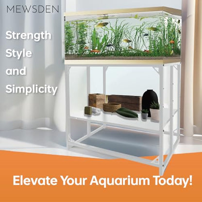 Fish Tank Stand, 40 Gallon Heavy Duty Metal Aquarium Stands, Reptile Tank, Turtle Tank, Breeder Tank Stand, 660LBS Capacity Terrarium Stand Rack with 2-Tier Storage Shelves (White, 36.5"x18.5"x29.5") - color: White, size: (40 Gallon)36.5"x18.5"