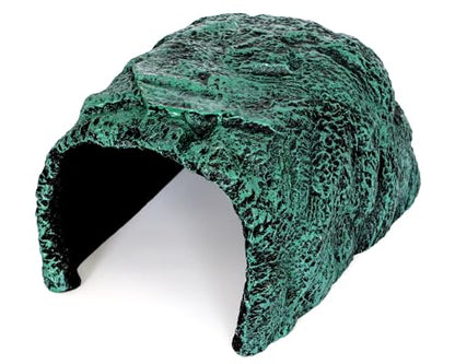 Reptile and Amphibians Rock Hide Cave - Climbing and Hiding Spots, Terrarium & Aquarium Decor, Perfect for Bearded Dragons,Lizards,Snakes,Turtles,Geckos,Frogs,Small Animals - Large Size - style: Large Size ( Green )