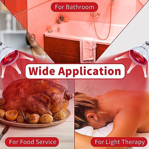 250 Watt Red Heat Lamp Bulbs, Chicken Infrared Incandescent Light Bulb, Brooder Heat Lamps for Chickens, Chicks, Reptile, Pets, Coop, Poultry, Food, Bathroom, Ceiling, E26 Base - 2 Pack