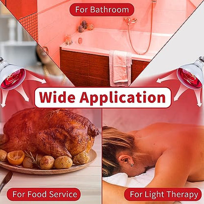 250 Watt Red Heat Lamp Bulbs, Chicken Infrared Incandescent Light Bulb, Brooder Heat Lamps for Chickens, Chicks, Reptile, Pets, Coop, Poultry, Food, Bathroom, Ceiling, E26 Base - 2 Pack