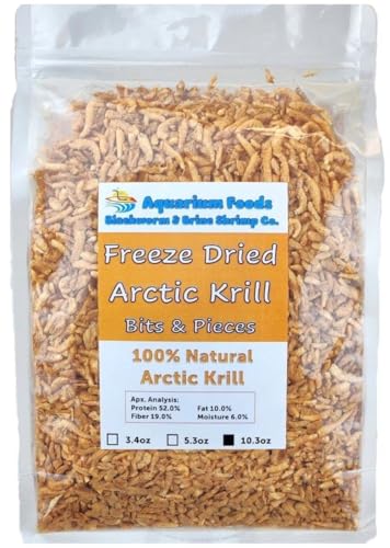 Arctic Krill, Freeze Dried for All Tropical & Pond Fish... 10.3oz Clear Bag | For Tropical Fish, Marines, Cichlids, Catfish, Oscars, Lg Cichlids, Monster Fish, Pond Fish, Aquatic & Land Turtles - size: 10.3 Ounce (Pack of 1)