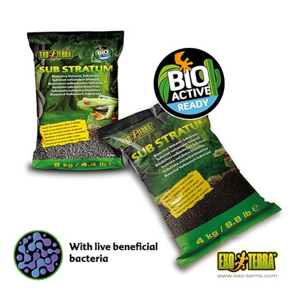 Exo Terra Sub Stratum, Offers Correct Moisture Levels 8.8 lb | Bioactive Volcanic Substrate for Reptile Terrariums, Eliminates Odor - size: 8.8 lb