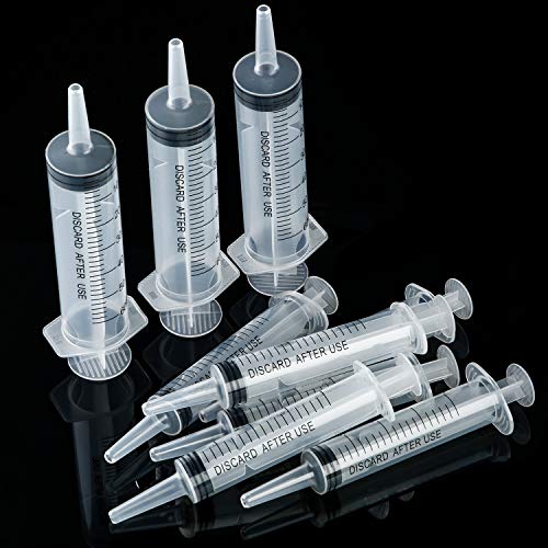 10 Pack Plastic Syringe Liquid Measuring Syringes Without Needle for Epoxy Resin, Craft, Scientific Labs, Feeding Pets Animals, Oil or Glue Applicator (20 ML, 60 ML) - size: 20 ML, 60 ML