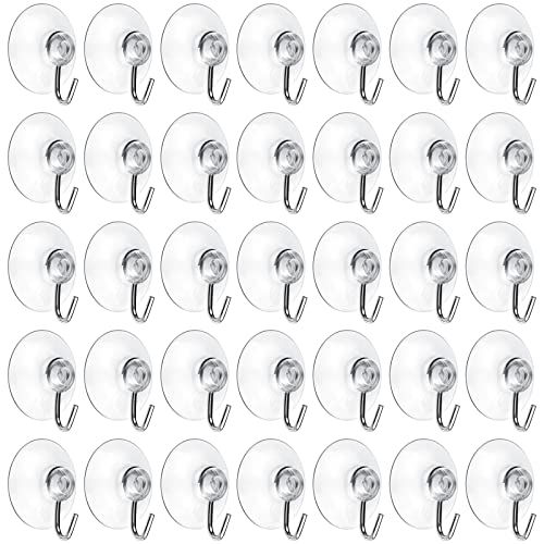 Mudder 80 Pcs Clear Suction Cups Metal Hooks for Window Glass Wall,45 mm | Window Hanging Towel Holder for Bathroom Kitchen, 45 mm Holds 3 lbs, Grips Glass Tile Mirror, Removable No Damage Install - size: 45 mm