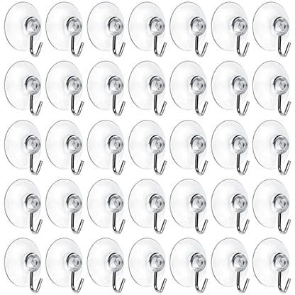 Mudder 80 Pcs Clear Suction Cups Metal Hooks for Window Glass Wall,45 mm | Window Hanging Towel Holder for Bathroom Kitchen, 45 mm Holds 3 lbs, Grips Glass Tile Mirror, Removable No Damage Install - size: 45 mm