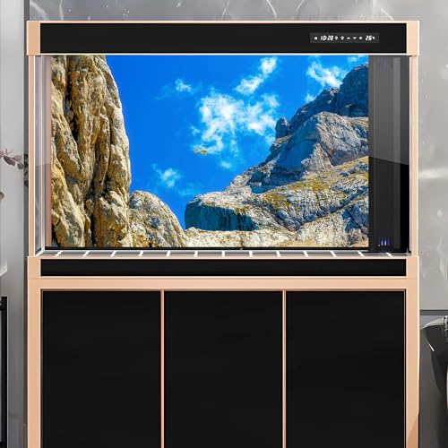 Reptile Habitat Background Blue Sky Rock Mountain Gobi Terrarium Background Helicopter Alpine Mountain Landscape Aquarium Background Desert Blue Sky Mountain Fish Tank Background Vinyl 24x12in - color: Rock Gray, size: 24(W)x12(H)in