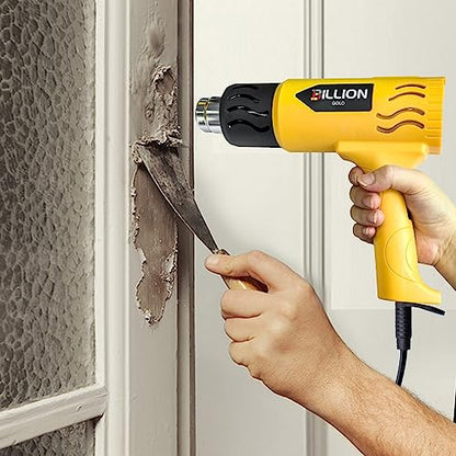 Heat Gun, BILLION GOLD 1800W Hot Air Gun 752℉-1112℉ with 2 Temperature Setting, Heat Gun for Crafting, Shrink Tubing, Paint Removing - 2 Nozzles - color: Yellow-2