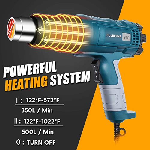 Heat Gun Kit 1500W Variable Temperature with Digital Display,5 Nozzles,Hot Air Gun 122℉-1112℉,Fast Heating for DIY Shrink PVC Tubing/Wrapping/Crafts,Stripping Paint(1500W LCD Digital Display) - color: 1500w Lcd Digital Display