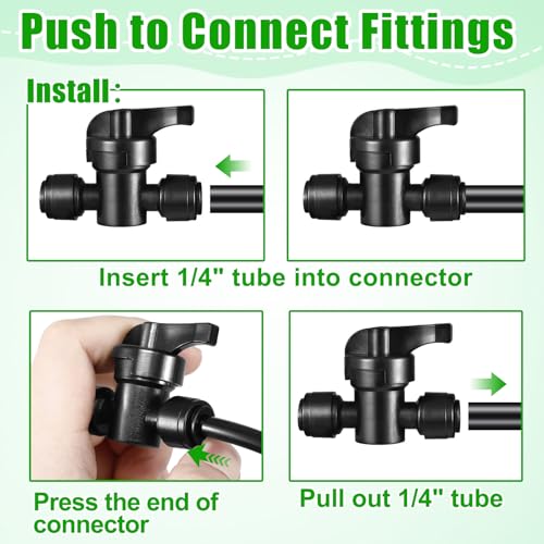 10 Pack 1/4" Quick Connect Fittings Shut Off Valve,1/4 Inch Irrigation Tubing Fittings Anti-Drop Push to Connect Fittings Locked Coupling Valve - size: 10 Pack 1/4" Shut Off Valve