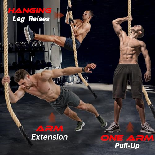 Climbing Rope Gym Workout - 10FT 15FT 20FT 25FT 30FT 35FT Heavy Duty Jute Thick Ropes for Adults Strength Training Outdoor Tree Swing Indoor Home Fitness Exercise - 1.5 Inch - size: 15FT