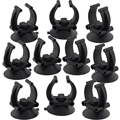 OIIKI 10 PCS Aquarium Heater Suction Cups with Clips, Black, 1.30inch | Plastic and Rubber Material, Air Hose Tube Holders Clamps for Fish Tank