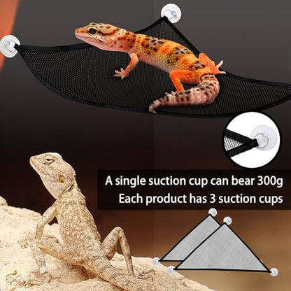2 Pcs Bearded Dragon Lizard Hammock, Triangular, Breathable Mesh, Black, 13" x 13" x 19" - color: Black