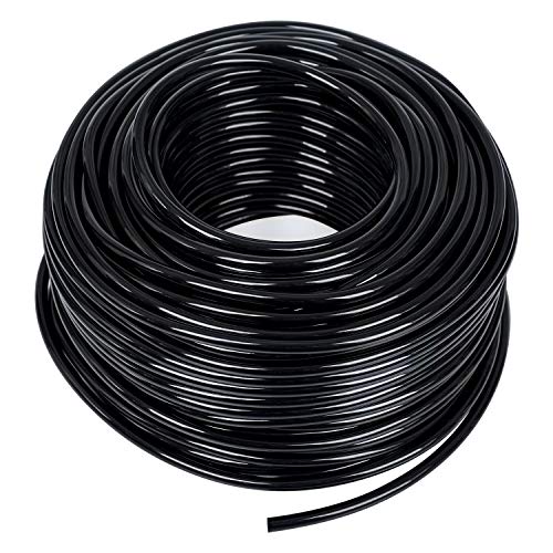 MIXC 200ft 1/4 Inch Black Distribution Tubing Drip Irrigation Hose Garden Watering Tube Line - size: 200FT