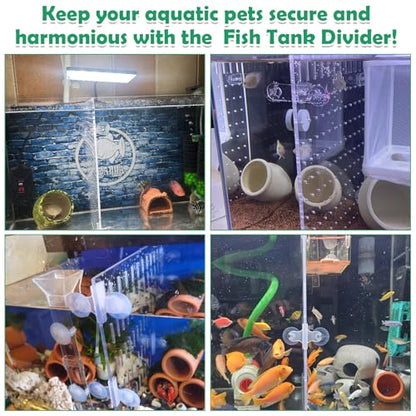 PINVNBY Fish Tank Divider Size: 30 x 25 cm/11.81 x 9.84 in Acrylic Aquarium Divider with 8 PCS Suction Cups, Transparent Fish Tank Separator for Betta Fish