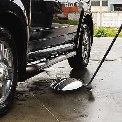 Under Vehicle Inspection Mirror,12 Inch Convex Search Mirror with Adjustable Telescoping Handle and Mirror Angle for Security Check Under Cars, Trucks, Equipments, Over Shelves and Corners