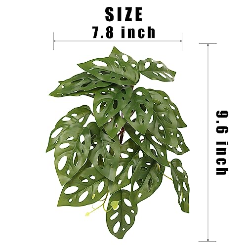 2Pack Fake Monstera Adansonii, Terrarium Plants with Suction Cups | For Arboreal Gecko Lizard Snake Terrarium Habitat - color: B-fake Swiss Cheese Plants Monstera Adansonii