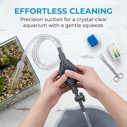 Gravel Cleaner Aquarium Siphon Vacuum Pump, Flow Control 5.7FT Hose 50 Gal | Siphon vacuum for gravel & sand cleaning and water changes. Flow control valve, 5.7FT hose, fits 10–50 gallon tanks.