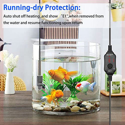 Mini Aquarium Heater 5V/2A USB 10W Small Fish Tank Heater for Tanks 1 Gal | Digital Display Thermostat Betta Heater with Dry-Run & Overheat Protection, Memory Function - size: USB-10W