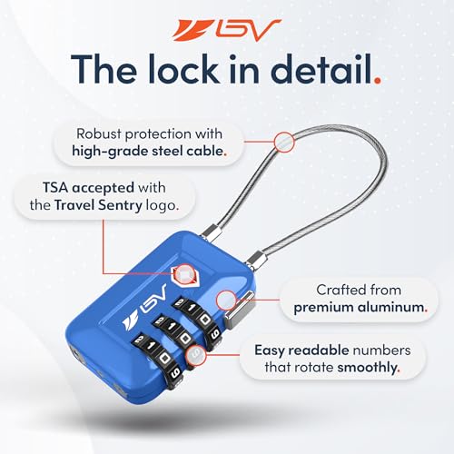 TSA Accepted Luggage Travel Lock, Set-Your-Own Combination Lock for School Gym Locker, Luggage Suitcase Baggage Locks, Filing Cabinets, Toolbox, Case (Blue, 2 Pack) - color: Blue 2-Pack