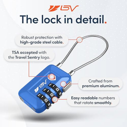 TSA Accepted Luggage Travel Lock, Set-Your-Own Combination Lock for School Gym Locker, Luggage Suitcase Baggage Locks, Filing Cabinets, Toolbox, Case (Blue, 2 Pack) - color: Blue 2-Pack