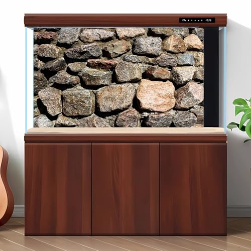 Stone Aquarium Background Natural Rock Fish Tank Background Rocky Glass Terrarium Background Rock Wall Aquarium Background Rock Stone Reptile Habitat Background Stone Tank Backdrop 24x12in - color: Rock Brown, size: 24(W)x12(H)inches/ 60(W)*30cm(H)