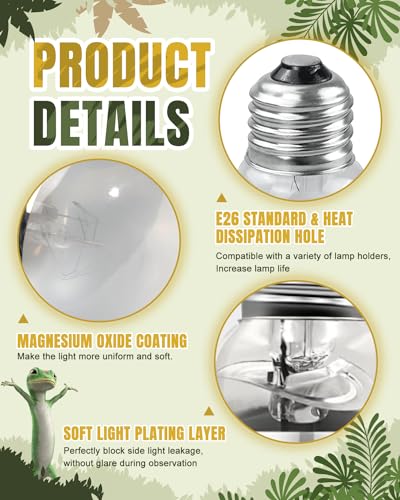 Heat Lamp Bulbs, 80 Watts UVA UVB Reptile Heat Bulb, 1 Pack | Full Spectrum, Basking Spot Light, Simulate Natural Sun Light, For Reptile and Amphibian, Silver