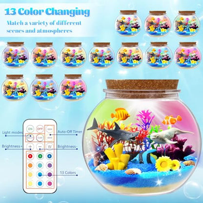 Ocean Light Up Terrarium Kit for Kids - LED Night Light Ocean Birthday Gifts for Girls & Boys Ages 4 5 6 7 8-12, Kids Arts & Crafts Kit, Easter Ideal Gifts - style: Ocean