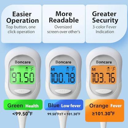 Boncare 9 Seconds Basal Body Thermometer for Ovulation (Rice-White) | Oral Thermometer for Adults and Kids - Accurate Rectal Thermometer, with Fever Alarm and Large Display