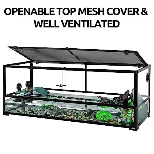 REPTIZOO 67 Gallon Large Turtle Tank Aquarium, 48"×18"×18" Tortoise Habitat Water-Land Ecological Turtle Tank with Drainage System Aquatic Aquarium - size: 48"×18"×18"